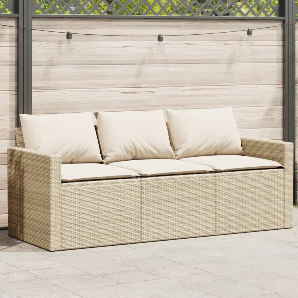 Tuinbank 3-Zits Met Kussens Poly Rattan