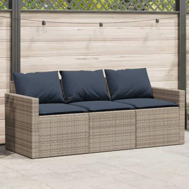 Tuinbank 3-Zits Met Kussens Poly Rattan