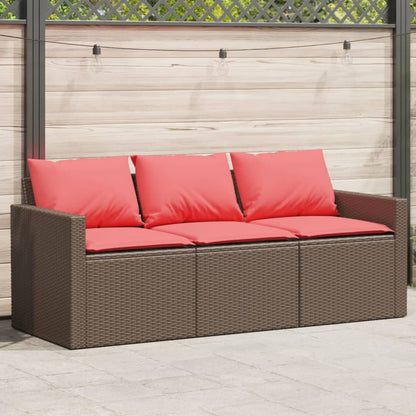 Tuinbank 3-Zits Met Kussens Poly Rattan