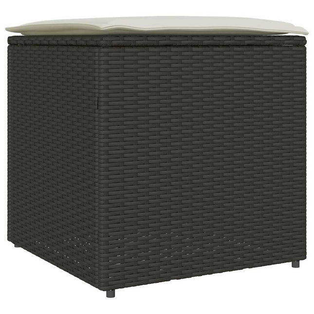 Kussenbox Met Opslag Zwart 50 X 50 X 50 Cm Poly Rattan
