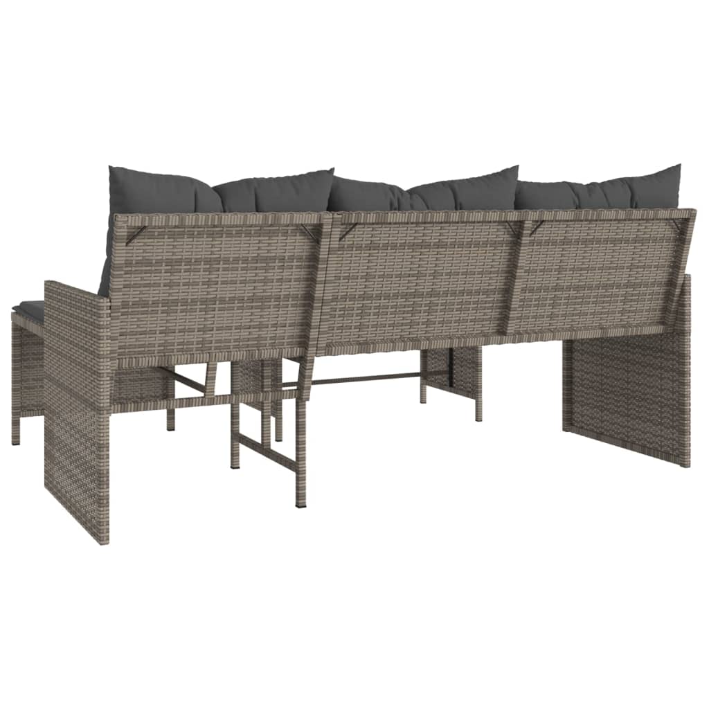Tuinbank Met Tafel En Kussens L-Vormig Poly Rattan