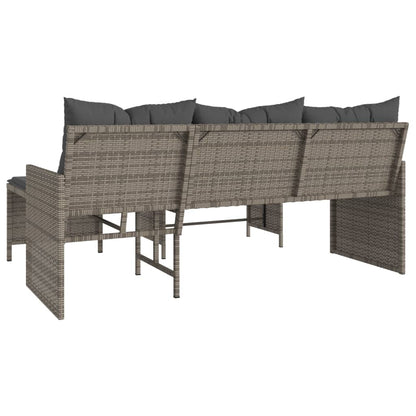 Tuinbank Met Tafel En Kussens L-Vormig Poly Rattan