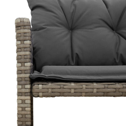 Tuinbank Met Tafel En Kussens L-Vormig Poly Rattan