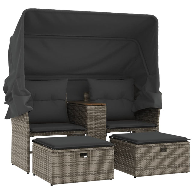 Tuinbank 2-Zits En Voetenbanken Poly Rattan