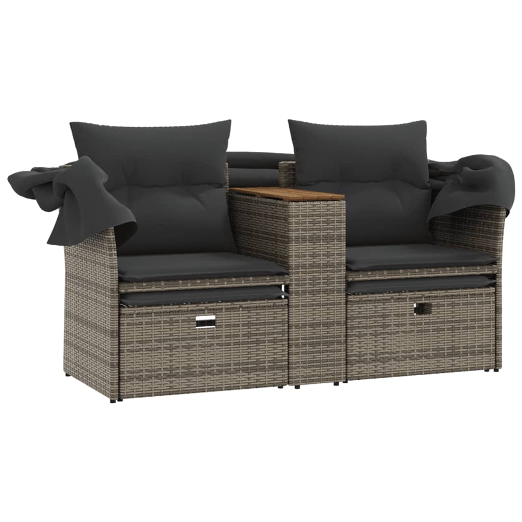 Tuinbank 2-Zits En Voetenbanken Poly Rattan