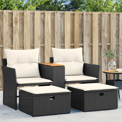 Tuinbank 2-Zits Met Voetenbanken Poly Rattan