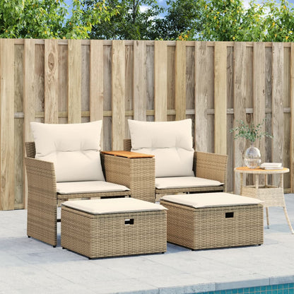 Tuinbank 2-Zits Met Voetenbanken Poly Rattan
