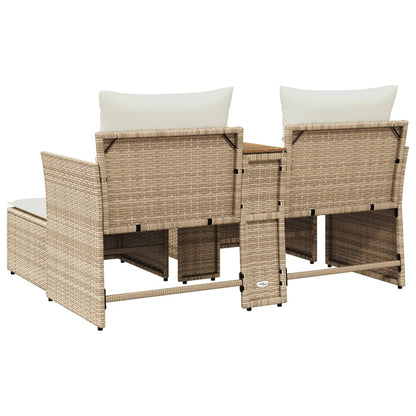 Tuinbank 2-Zits Met Voetenbanken Poly Rattan