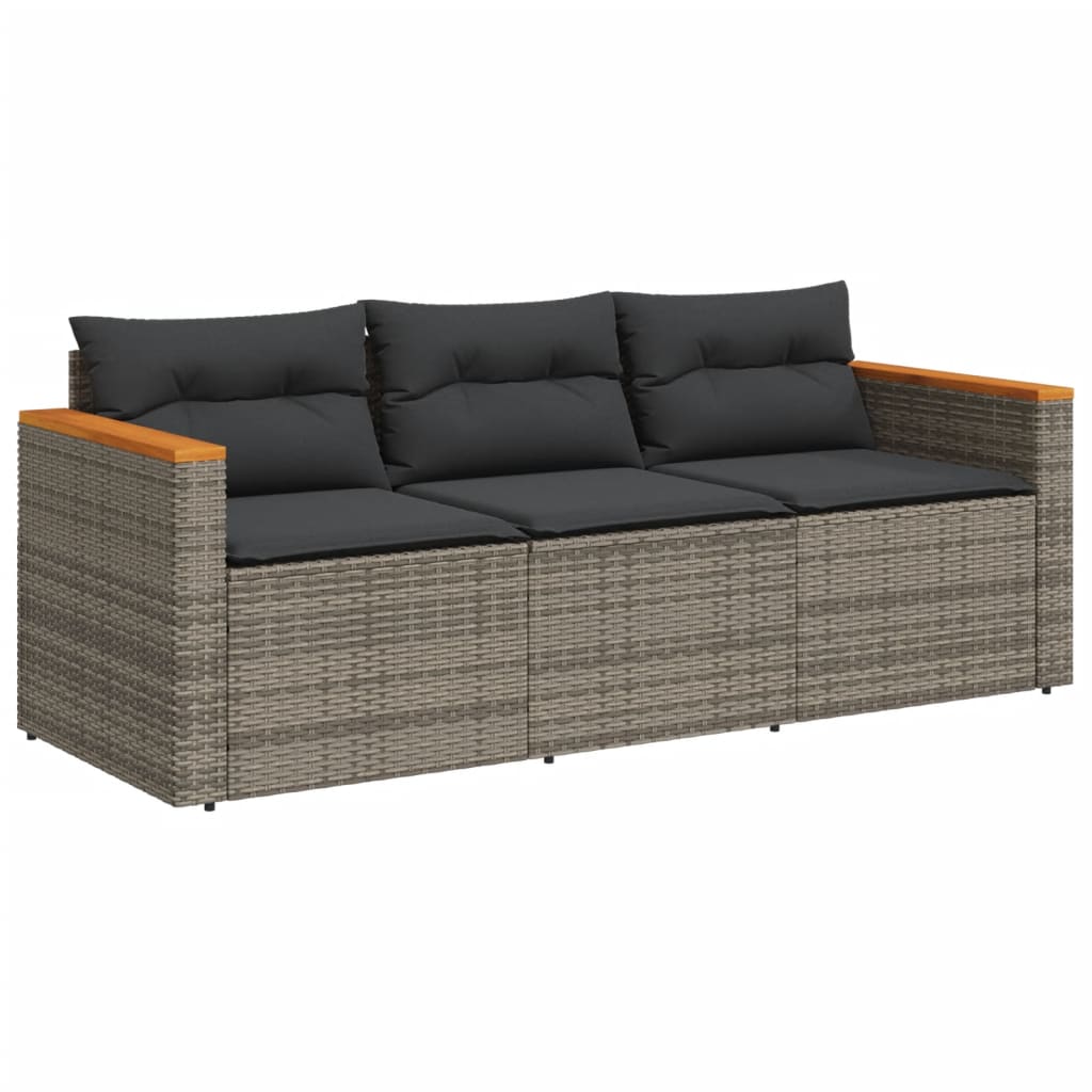 Tuinbank 3-Zits Met Kussens Poly Rattan