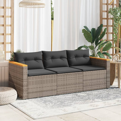 Tuinbank 3-Zits Met Kussens Poly Rattan