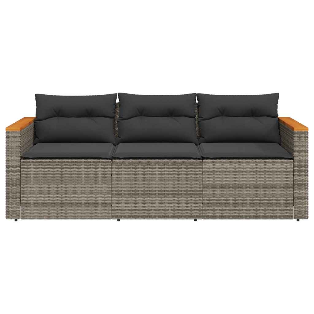 Tuinbank 3-Zits Met Kussens Poly Rattan