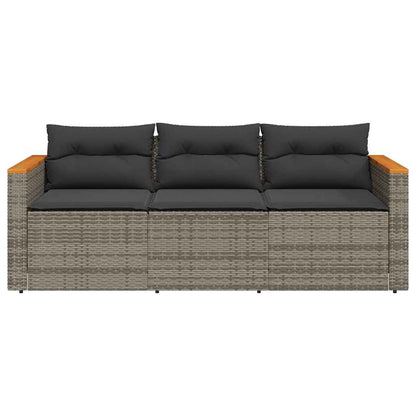 Tuinbank 3-Zits Met Kussens Poly Rattan