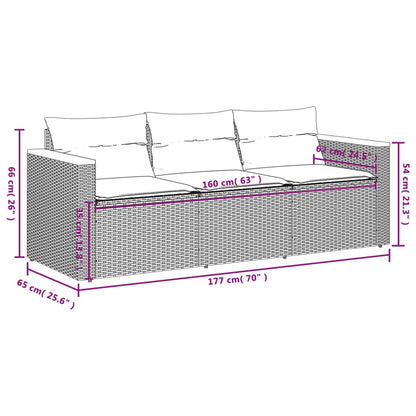 Tuinbank 3-Zits Met Kussens Poly Rattan