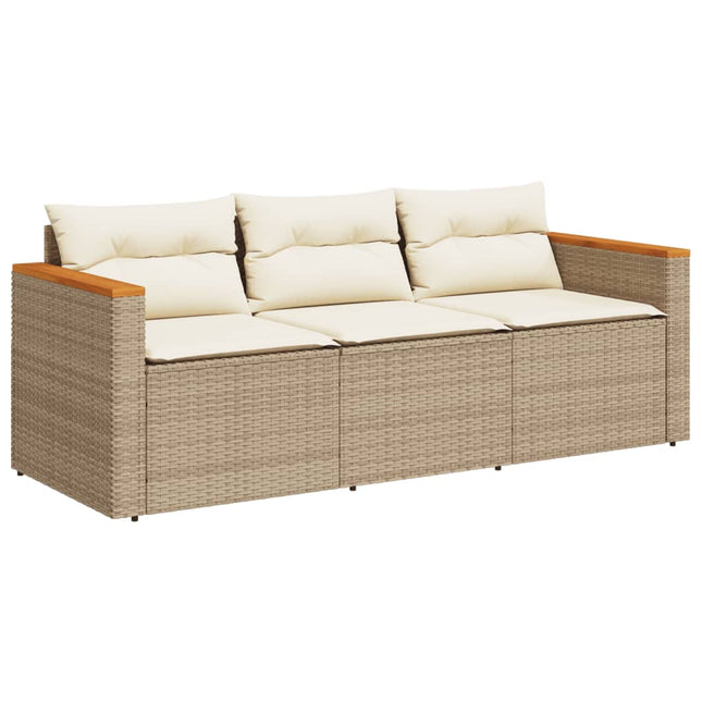 Tuinbank 3-Zits Met Kussens Poly Rattan