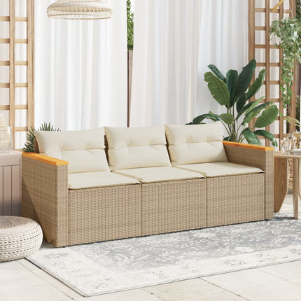 Tuinbank 3-Zits Met Kussens Poly Rattan