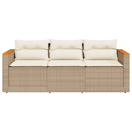 Tuinbank 3-Zits Met Kussens Poly Rattan