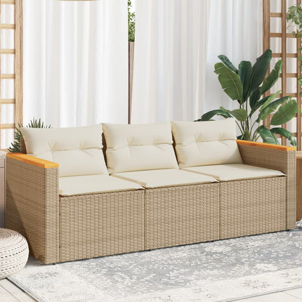Tuinbank 3-Zits Met Kussens Poly Rattan