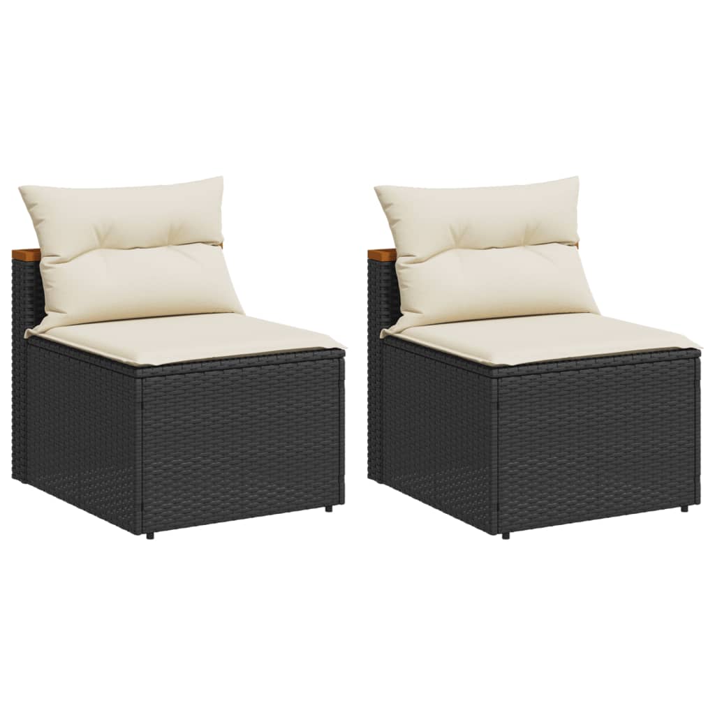 Tuinbanken 2 St Zonder Armleuning Met Kussens Poly Rattan