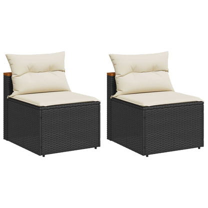 Tuinbanken 2 St Zonder Armleuning Met Kussens Poly Rattan