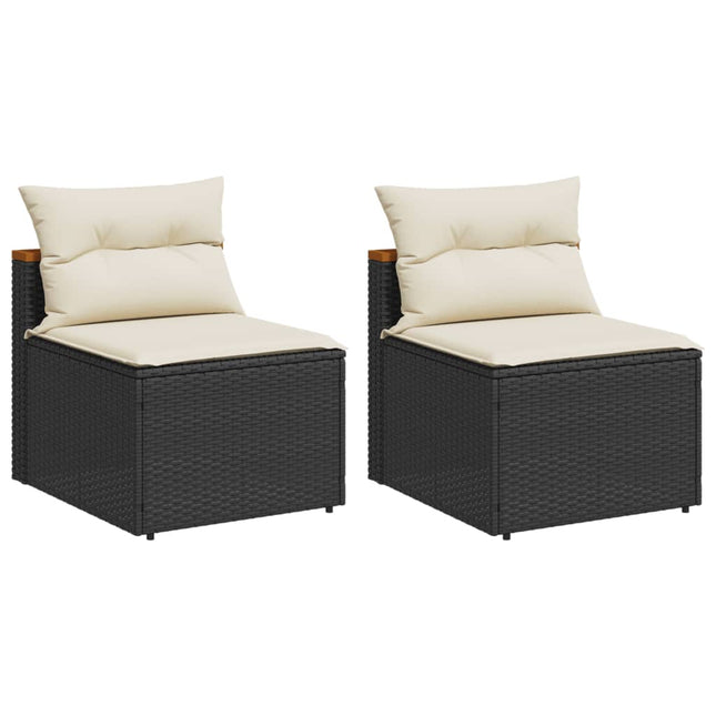 Tuinbanken 2 St Zonder Armleuning Met Kussens Poly Rattan