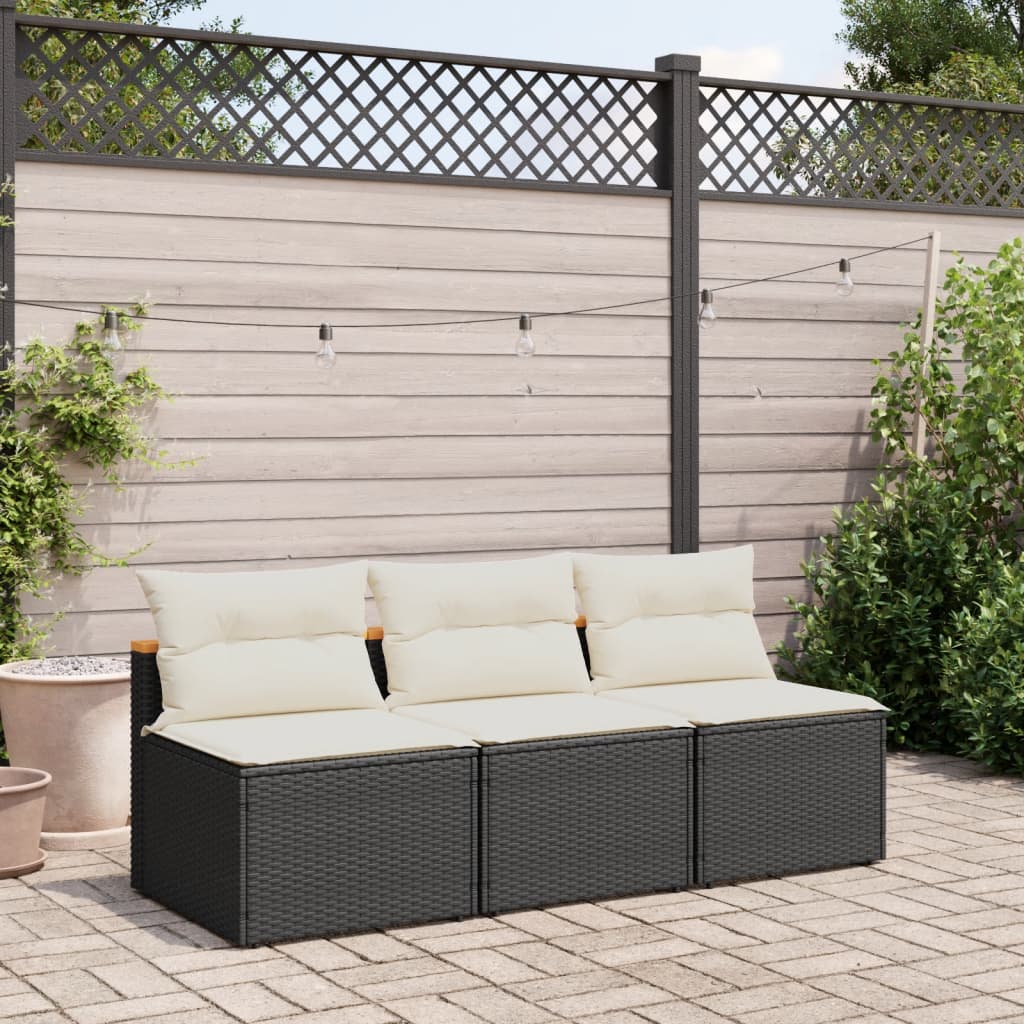 Tuinbanken 2 St Zonder Armleuning Met Kussens Poly Rattan