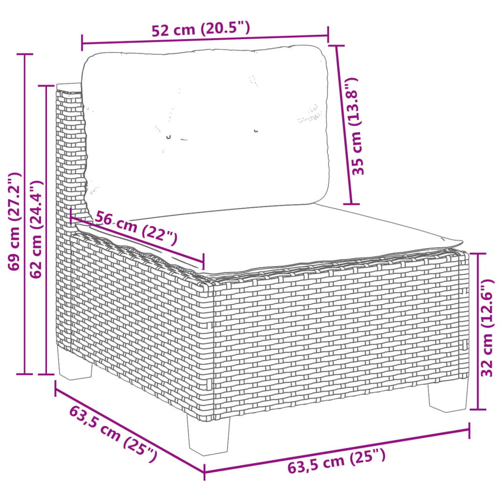 Tuinbank Zonder Armleuning Met Kussens Poly Rattan