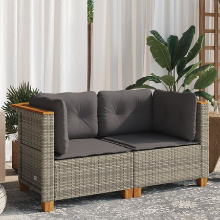Tuinhoekbanken 2 St Met Kussens Poly Rattan