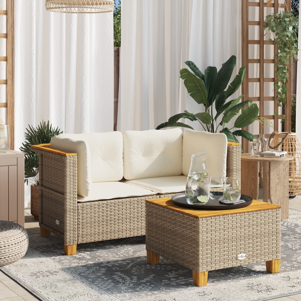 Tuinhoekbanken 2 St Met Kussens Poly Rattan