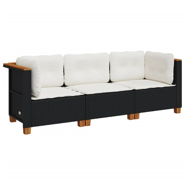 Tuinbank 3-Zits Met Kussens Poly Rattan
