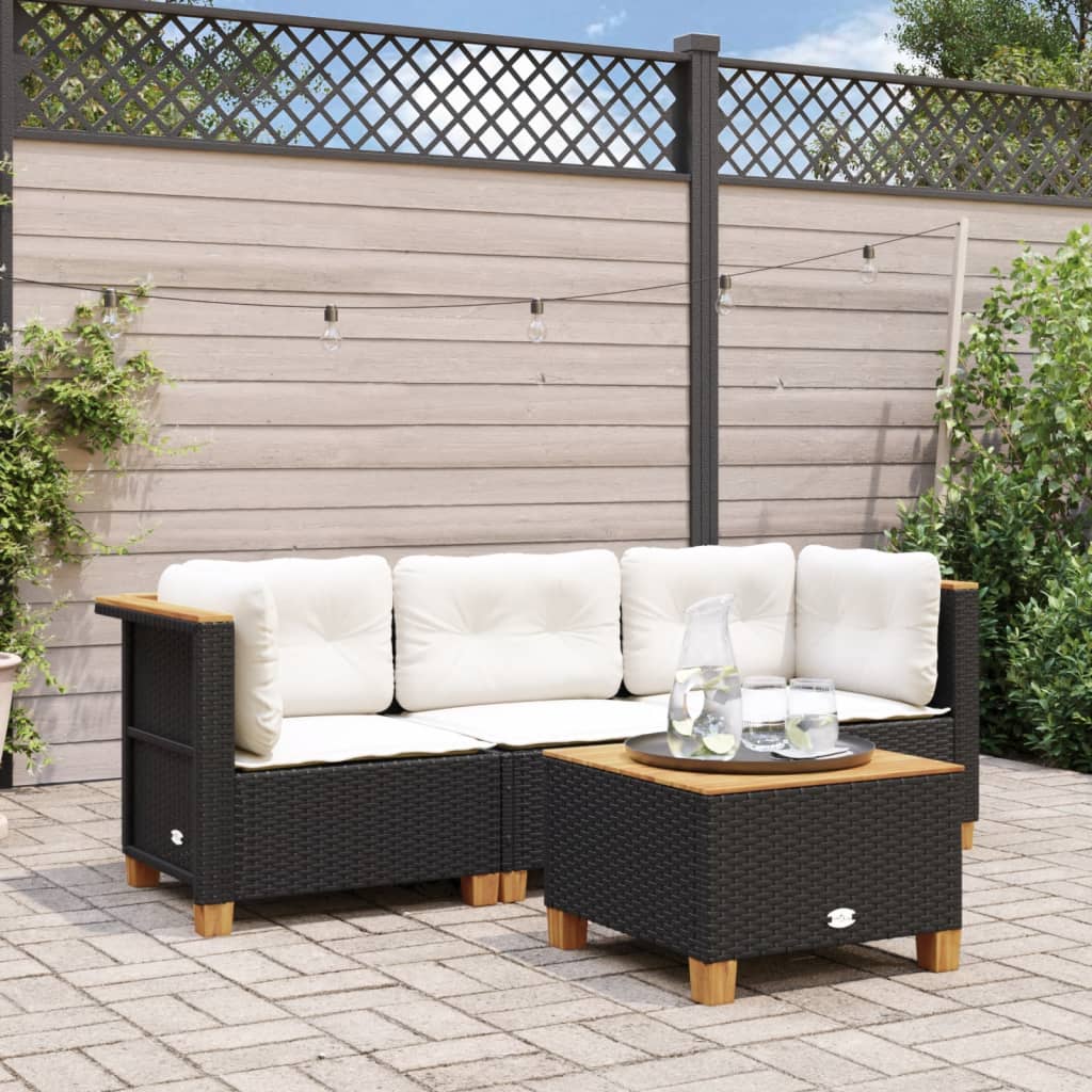 Tuinbank 3-Zits Met Kussens Poly Rattan