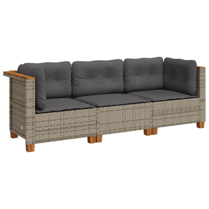 Tuinbank 3-Zits Met Kussens Poly Rattan