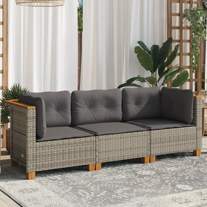 Tuinbank 3-Zits Met Kussens Poly Rattan