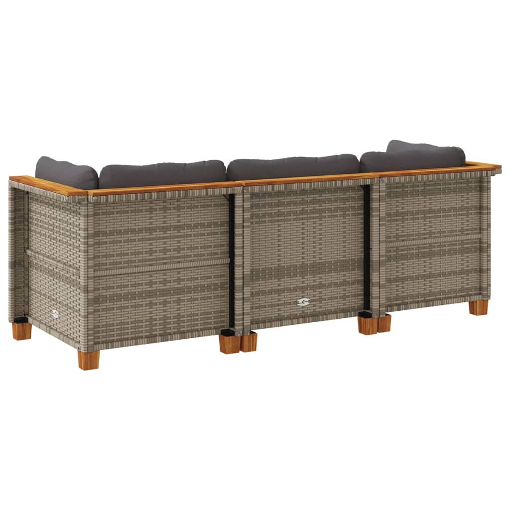 Tuinbank 3-Zits Met Kussens Poly Rattan
