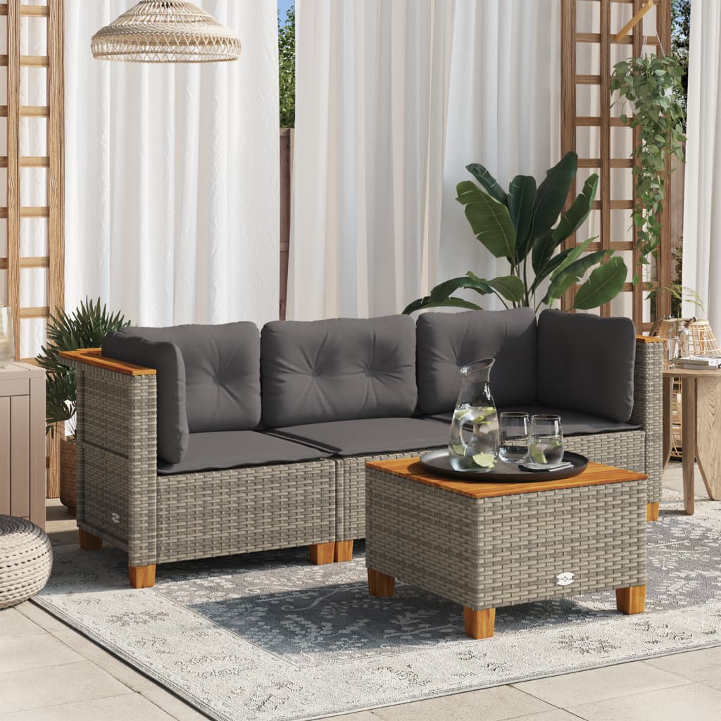 Tuinbank 3-Zits Met Kussens Poly Rattan