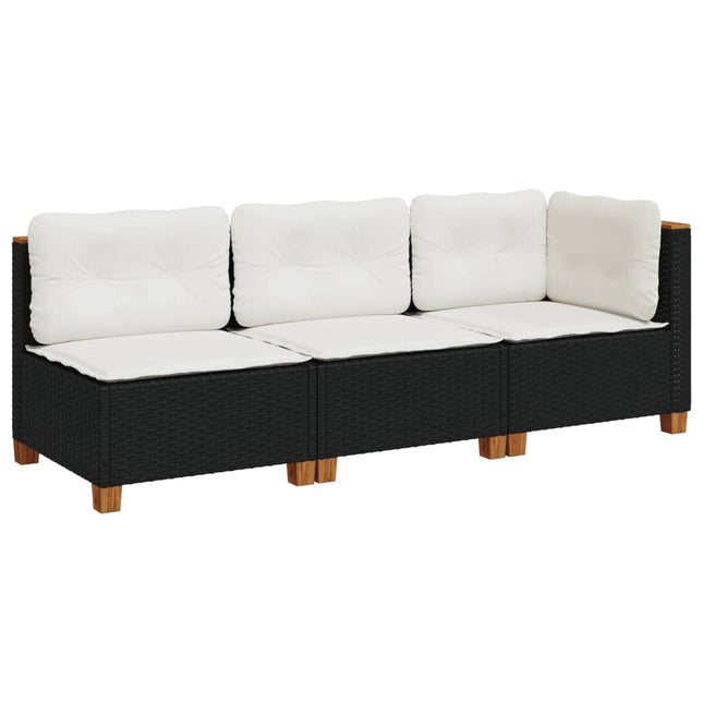 Tuinbank 3-Zits Met Kussens Poly Rattan