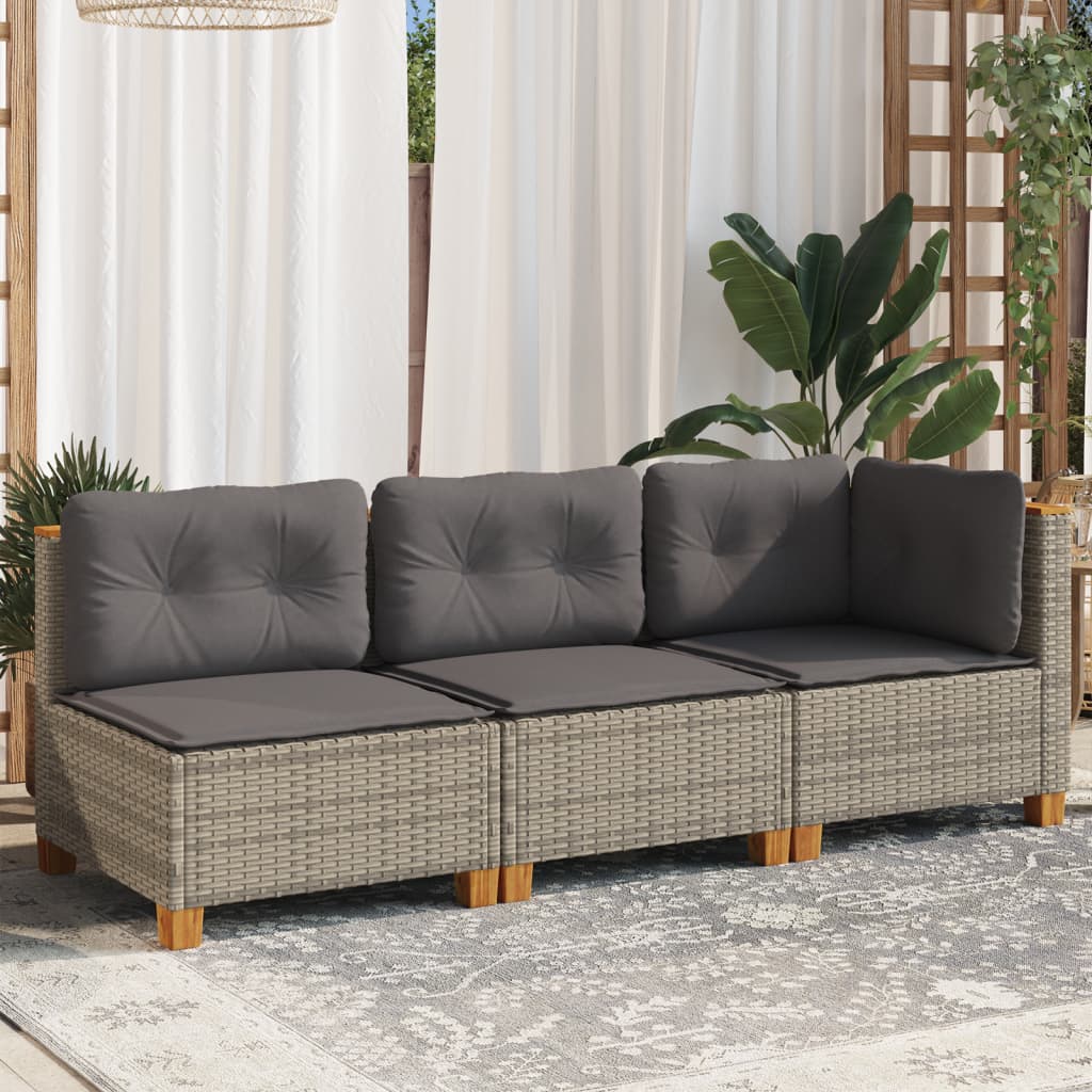 Tuinbank 3-Zits Met Kussens Poly Rattan
