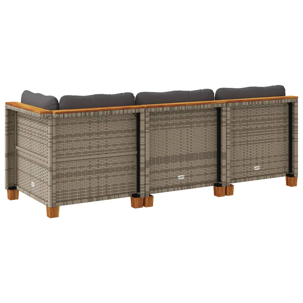 Tuinbank 3-Zits Met Kussens Poly Rattan