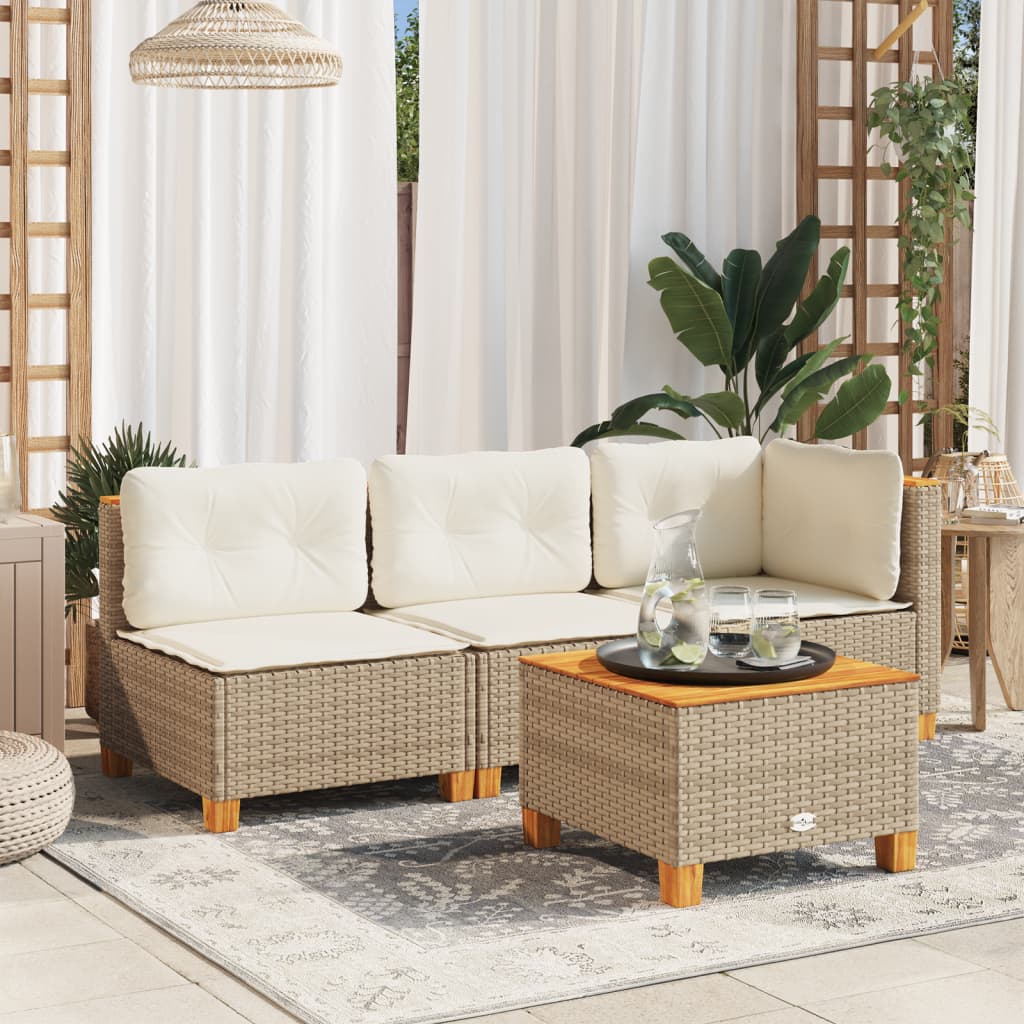 Tuinbank 3-Zits Met Kussens Poly Rattan