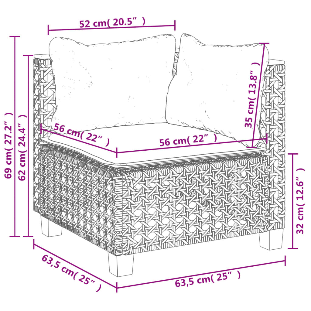 Tuinhoekbank Met Kussens Poly Rattan