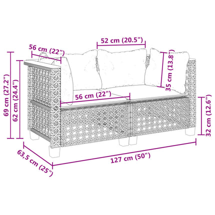 Tuinhoekbanken Met Kussens 2 St Poly Rattan