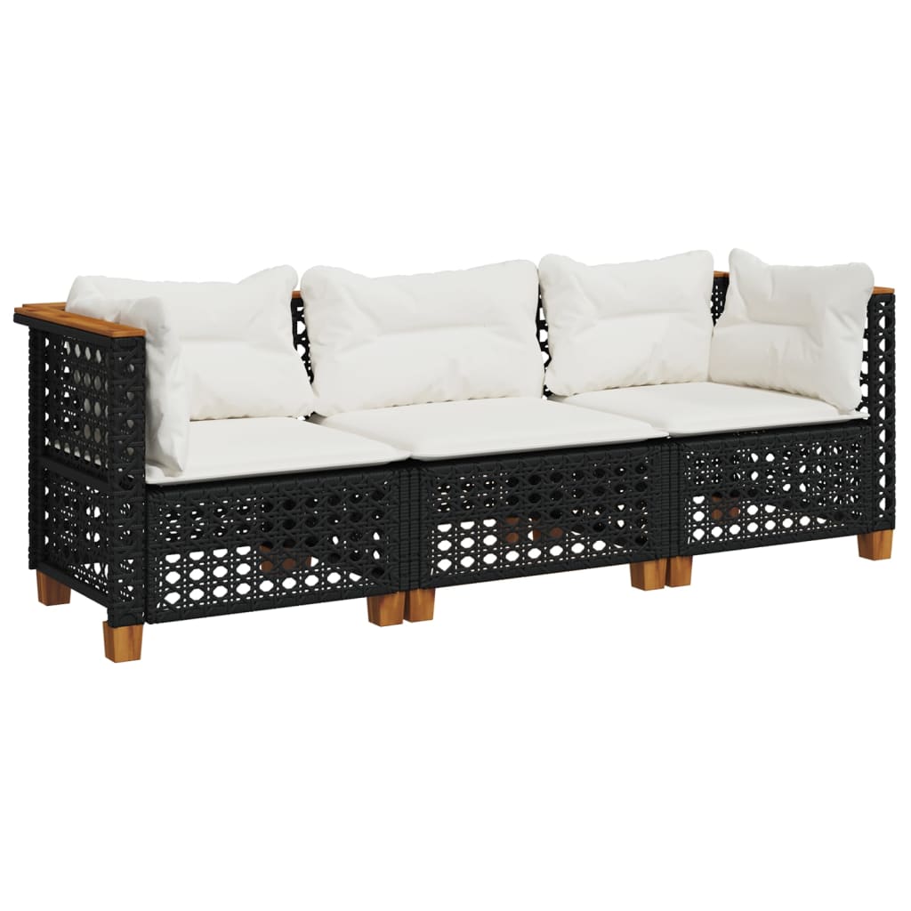 Tuinbank 3-Zits Met Kussens Poly Rattan