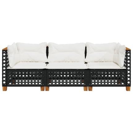Tuinbank 3-Zits Met Kussens Poly Rattan