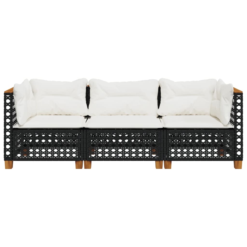 Tuinbank 3-Zits Met Kussens Poly Rattan