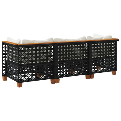 Tuinbank 3-Zits Met Kussens Poly Rattan