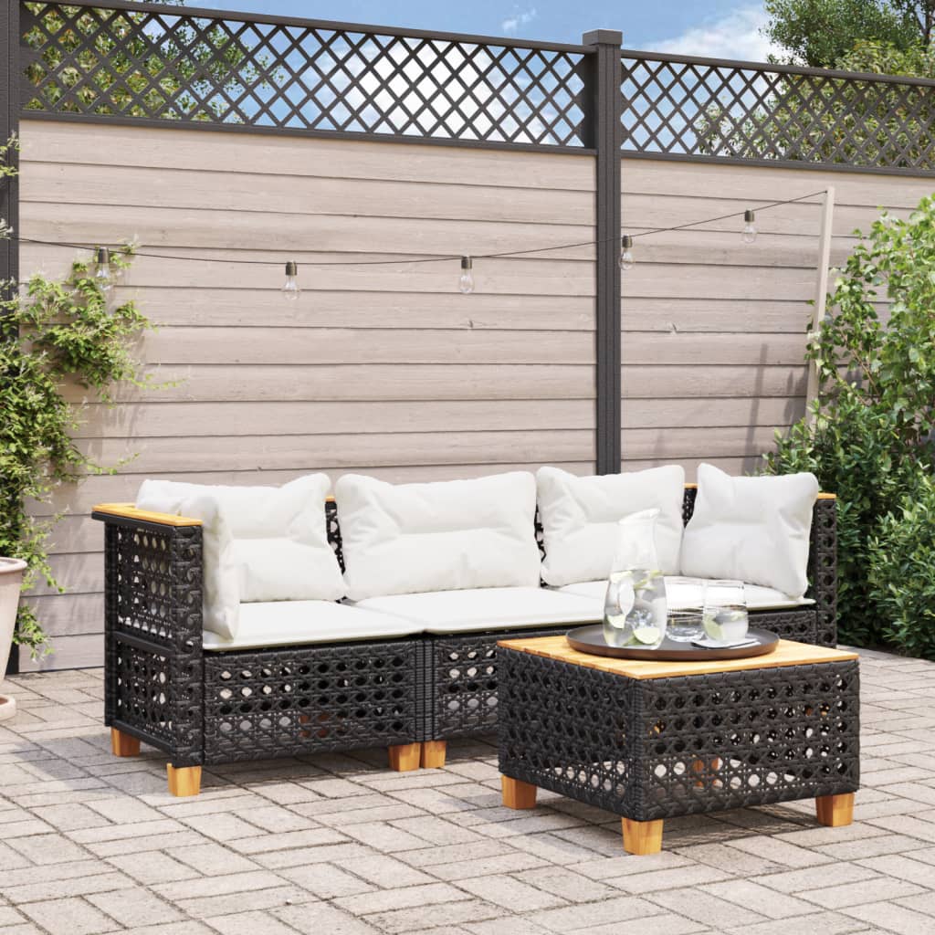 Tuinbank 3-Zits Met Kussens Poly Rattan