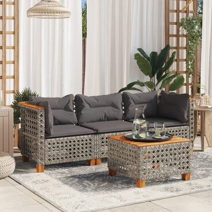 Tuinbank 3-Zits Met Kussens Poly Rattan