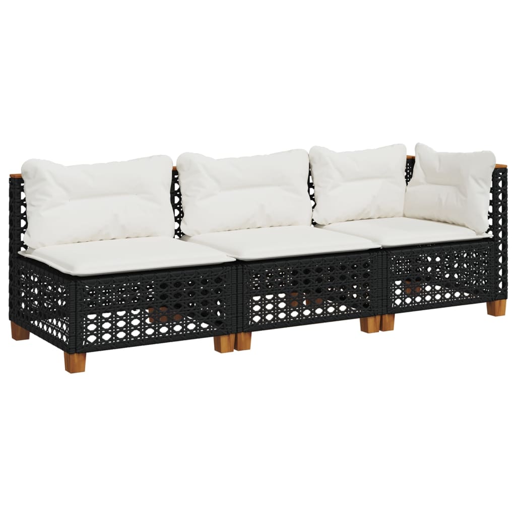 Tuinbank 3-Zits Met Kussens Poly Rattan
