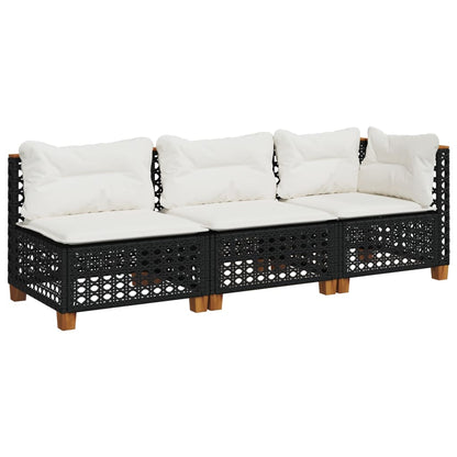 Tuinbank 3-Zits Met Kussens Poly Rattan