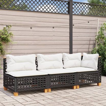 Tuinbank 3-Zits Met Kussens Poly Rattan