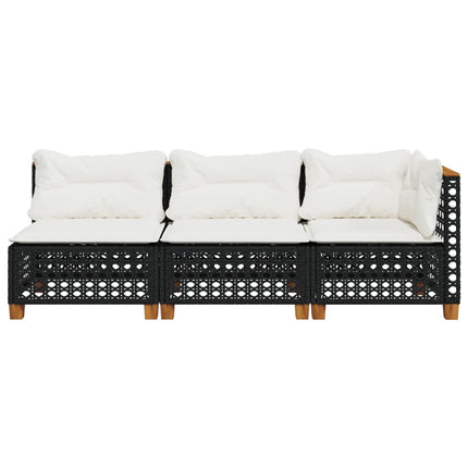 Tuinbank 3-Zits Met Kussens Poly Rattan